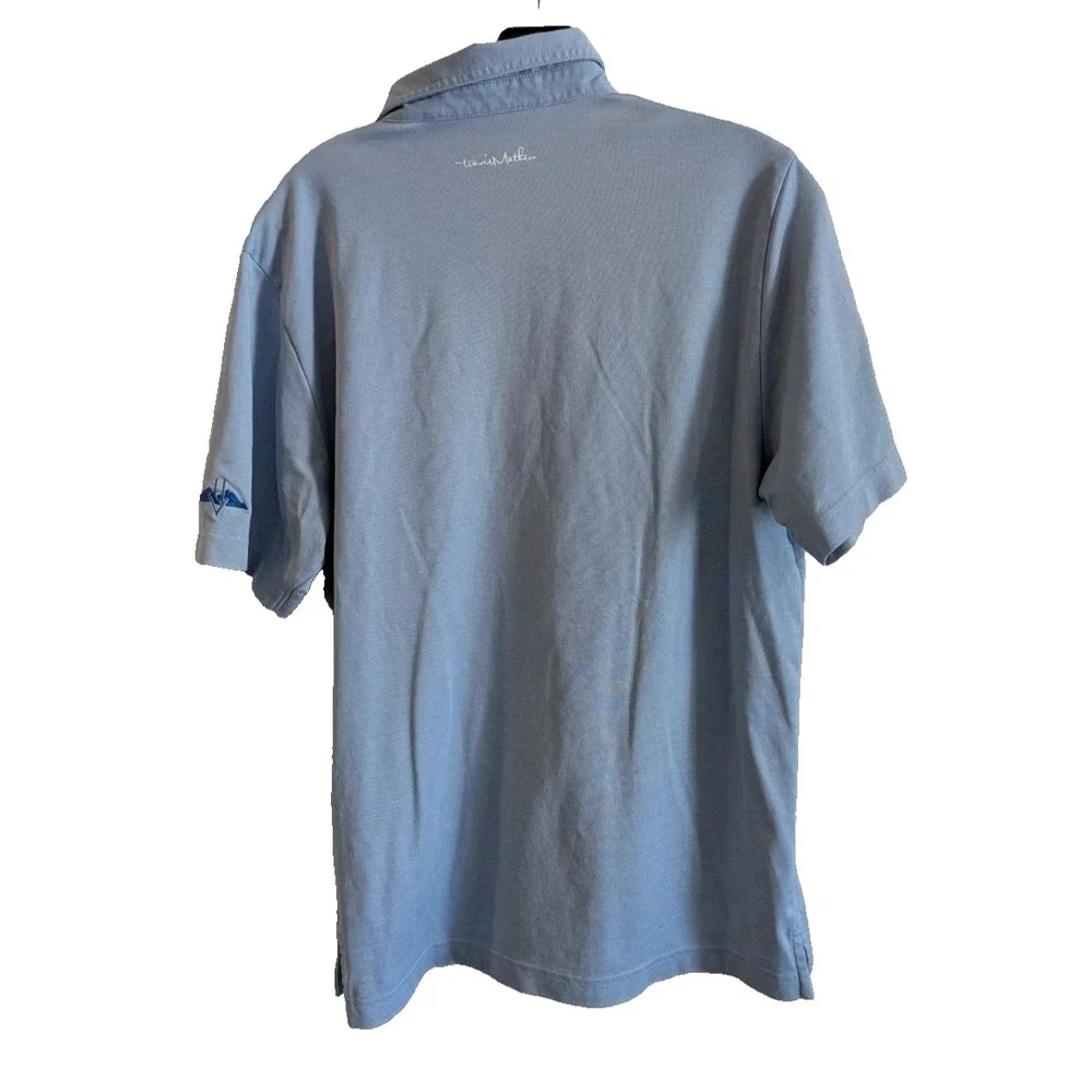 Travis Matthew Polo Mens Medium Blue Striped‎ Short Sleeve Performance Golf - Picture 2 of 5